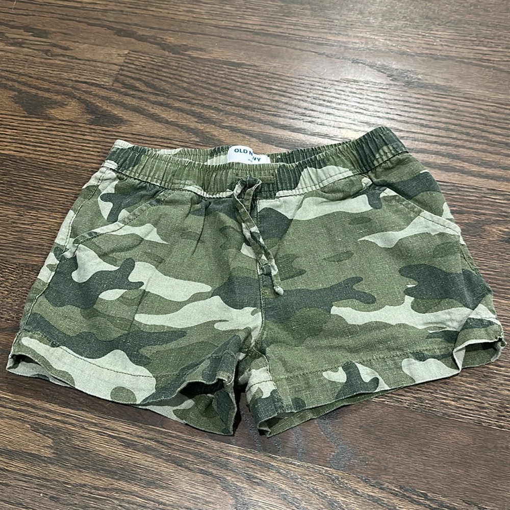 Old Navy Girl’s Camo Linen Blend Drawstring Shorts sz M